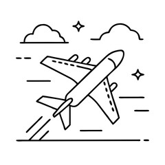 flight icon, flight line art - simple line art of flight, perfect for flight logos and icons