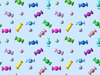 キャンディーのシームレスパターン　H-2'