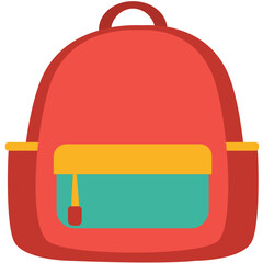 Flat illustration of a colorful school backpack with zipper pocket. Perfect for education, student life, travel, or back-to-school themes in design and creative projects.