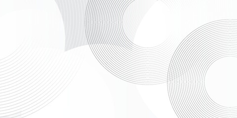 White geometric abstract background overlap layer on bright space with lines effect decoration. Modern graphic design element circles style art concept for banner