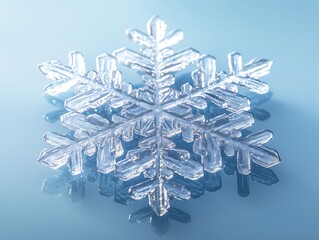 Frozen Snowflake, Close-up, Light Blue