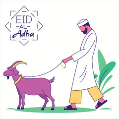 eid al adha mubarak arabic man with goat abstract