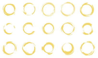Set of fifteen yellow circular paint strokes.
