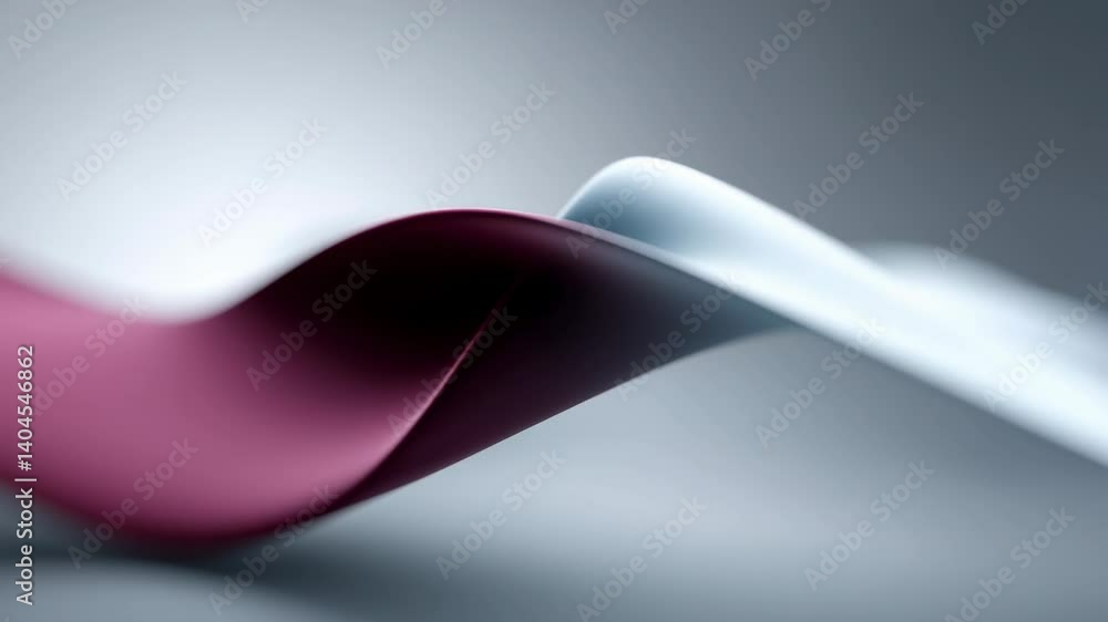 Poster abstract smooth curves of metallic ribbons in harmonious interplay of light and shadow