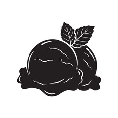 Peach fruit vector icon with leaves in solid black silhouette for food use
