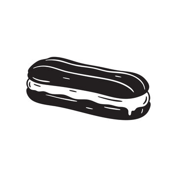 pastry vector with cream filling in black silhouette dessert style