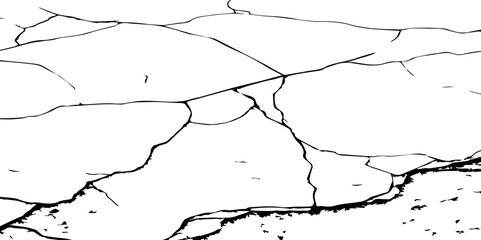 High-Resolution Vector Texture of Dry Cracked Earth with Transparent Background – Grunge Distressed Overlay Featuring Natural Split Lines and Soil Fractures
