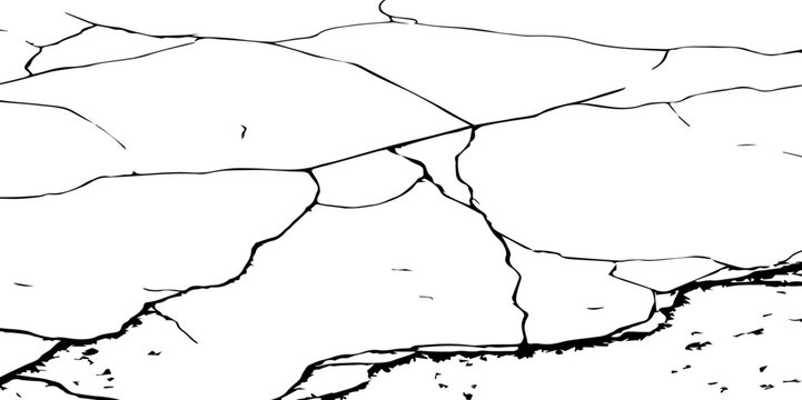 High-Resolution Vector Texture of Dry Cracked Earth with Transparent Background – Grunge Distressed Overlay Featuring Natural Split Lines and Soil Fractures
