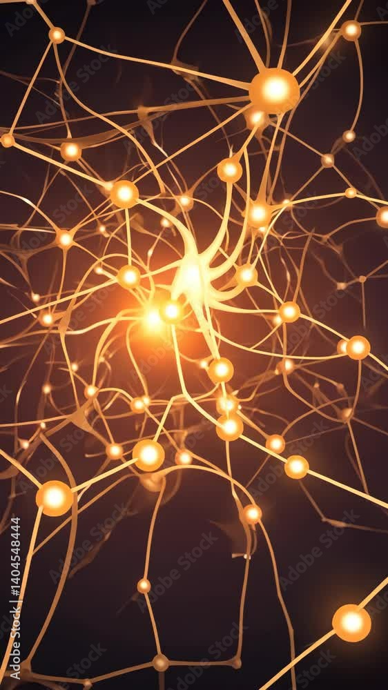 Aufkleber complex neural network illustration depicting connectivity and communication with glowing nodes and 