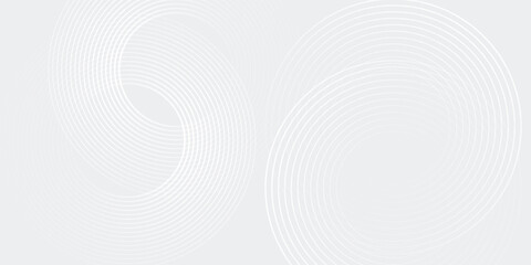 Naklejka premium Abstract white glowing geometric lines on gray background. Modern shiny blue circle lines pattern. Futuristic technology concept style