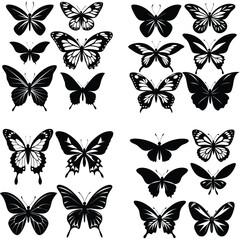 Fototapeta premium Butterfly vector silhouette Bundle set
