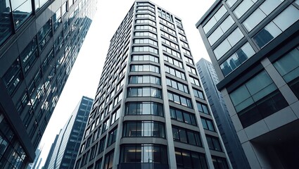 Fototapeta premium Modern High-Rise Exterior Architectural Detail, Urban Skyline Element