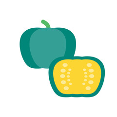 かぼちゃのベクターイラスト：秋の味覚と野菜のアイコン - Pumpkin Vector Illustration: Autumn Flavor and Vegetable Icon