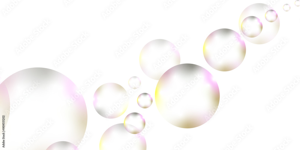 Poster gradian bubbles. abstract, white transparent and soap bubbles floating in the air. design soap bubbl