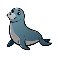 Cute Cartoon Seal Smiling