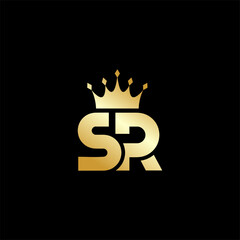 SR Monogram Logo with Gold Crown Design