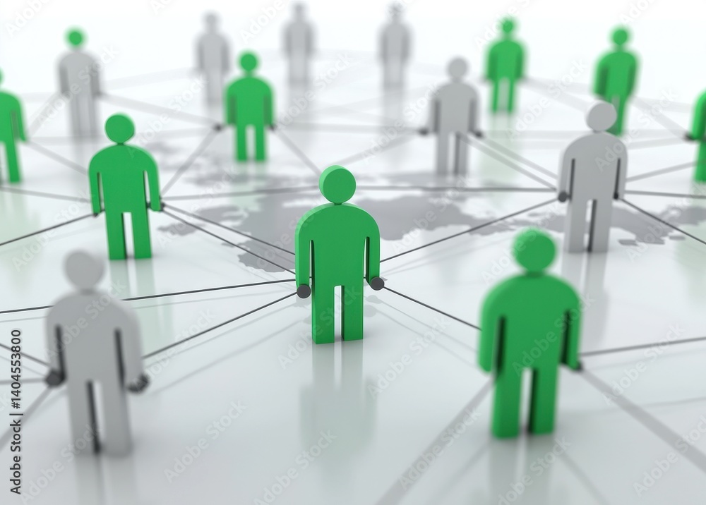 Poster connections between people in a network displaying global interaction