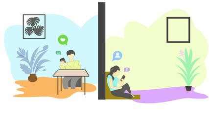 Girl and boy communication on social media.