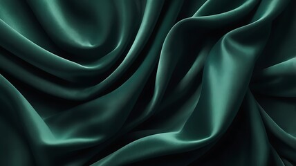 Obraz premium Elegant Draped Emerald Green Silk Fabric Texture Background
