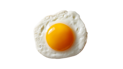 Sunny side up egg breakfast food photography isolated on black background close up studio shot healthy on transparent background