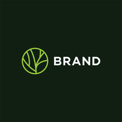 logo design vector template Green tree in circle.