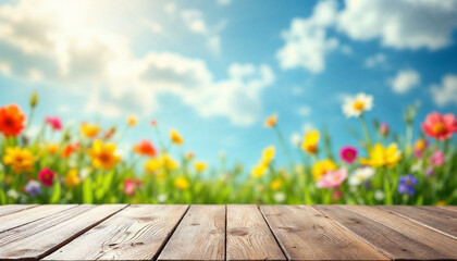 Spring and wooden table background. Spring flowers and wooden table for product display HD backdrop. Beautiful spring flowers and wooden table HD wallpaper