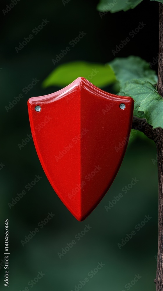Poster minimalist cybersecurity shield sleek red digital defense icon representing enterprise protection an