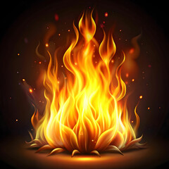 Fototapeta premium vector realistic burning fire flames with smoke