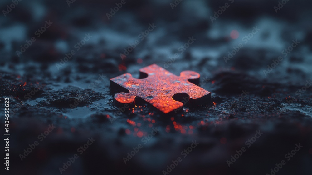 Leinwandbilder Cybernetic Problem-Solving Breakthrough Illuminated Puzzle Piece Revealing Digital Transformation in Cutting-Edge Tech Innovation Landscape