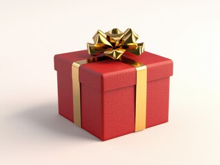 Obraz premium Bright Red Gift Box with Golden Bow on a Simple Background