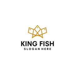 fish crown logo vector template illustration