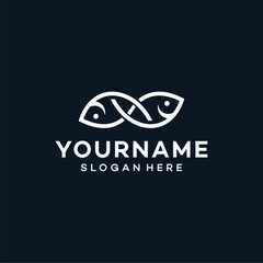 Fish template for design. Icon of seafood restaurant logo symbol vector illustration design