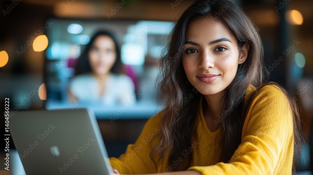 Poster hybrid workforce revolution empowered gen z professional in vibrant co-working space leveraging digi
