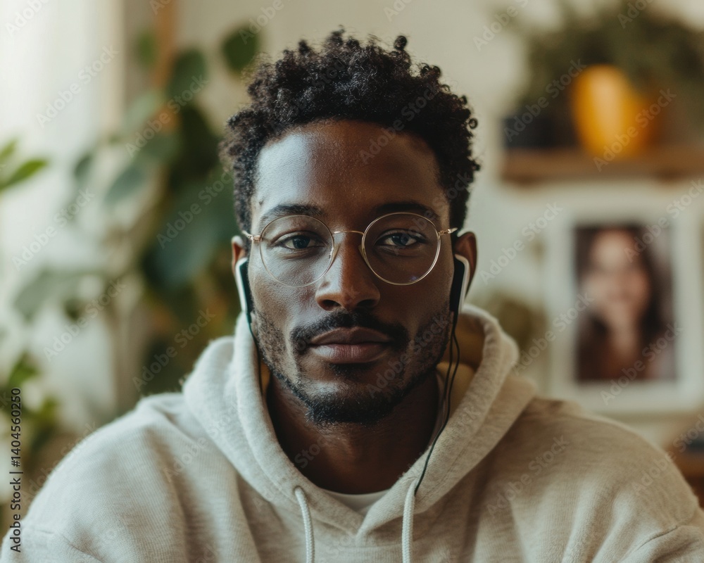 Poster mindful remote work portrait gen z professional in soft neutrals embodying wellness-driven digital l