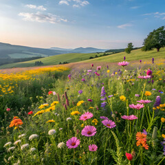 Obraz premium vibrant wildflower meadow a burst of summer colors