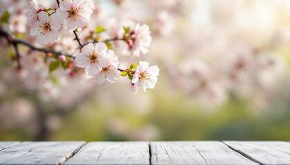 Spring and wooden table background. Spring flowers and wooden table for product display HD backdrop. Beautiful spring flowers and wooden table HD wallpaper