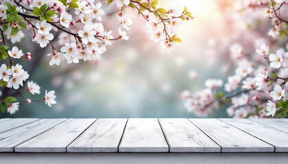Spring and wooden table background. Spring flowers and wooden table for product display HD backdrop. Beautiful spring flowers and wooden table HD wallpaper