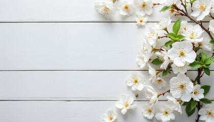 Spring and wooden table background. Spring flowers and wooden table for product display HD backdrop. Beautiful spring flowers and wooden table HD wallpaper