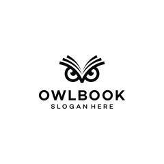 Owl reading book logo design vector illustration
