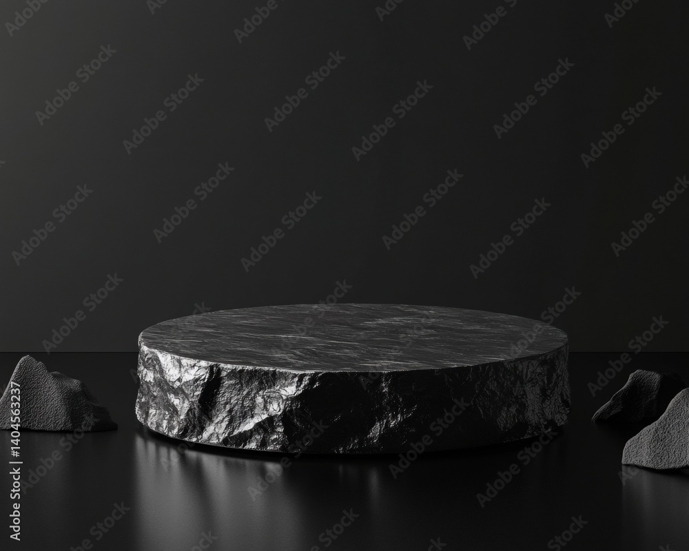Aufkleber ultra-minimalist tech podium raw titanium surface design for cutting-edge product visualization in m