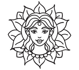 Floral Face Line Art Tattoo Design
Botanical Woman Illustration in Black Ink
Aesthetic Flower Crown Sketch for Art Lovers
