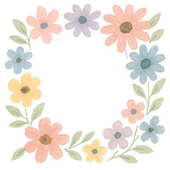 パステルカラーの花のフレーム