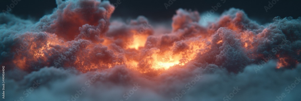 Aufkleber cinematic volumetric vfx immersive digital particle of luminous cosmic cloud explosion for next-gen 