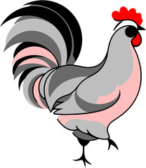 Colorful Rooster Illustration – Bold Farm Animal Vector in Flat Style