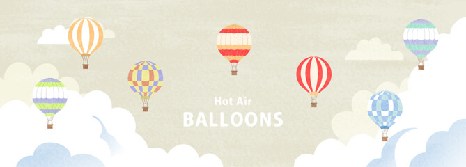 気球が飛ぶ空のイラスト2