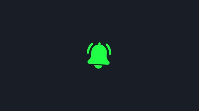 Green Bell icon moving in a dark background