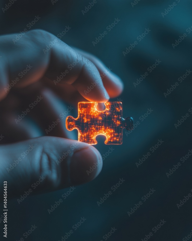 Poster Digital Transformation Insights Glowing Augmented Reality Puzzle Piece Symbolizing Innovative Tech Integration, Strategic Problem-Solving and Next-Gen Business Solutions