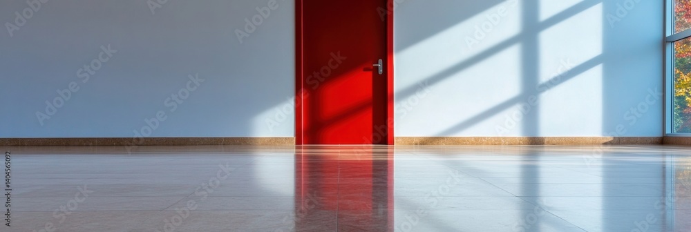 Poster minimalist safety design vibrant emergency exit sign in sleek contemporary architecture - urban spat
