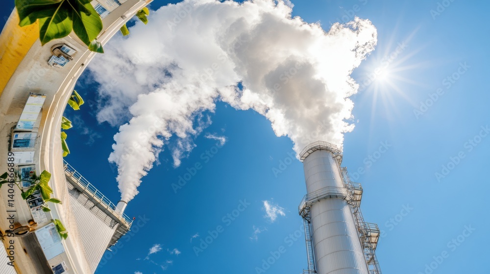 Poster future-forward climate tech innovative carbon capture facility transforming industrial emissions int