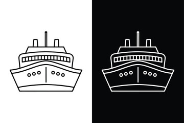 Obraz premium Ship by Sea Line Icon. Elegant Vintage Vector Design Element